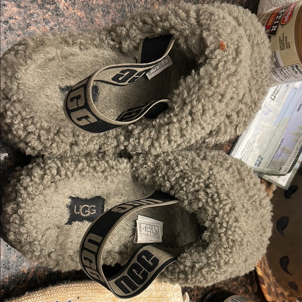 UGG Gray Fuzzy Slippers